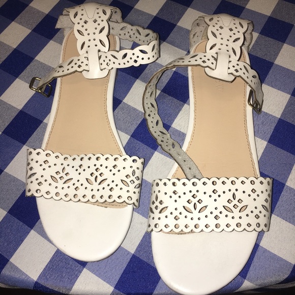 Jcrew white leather sandals size 8 - Picture 1 of 5